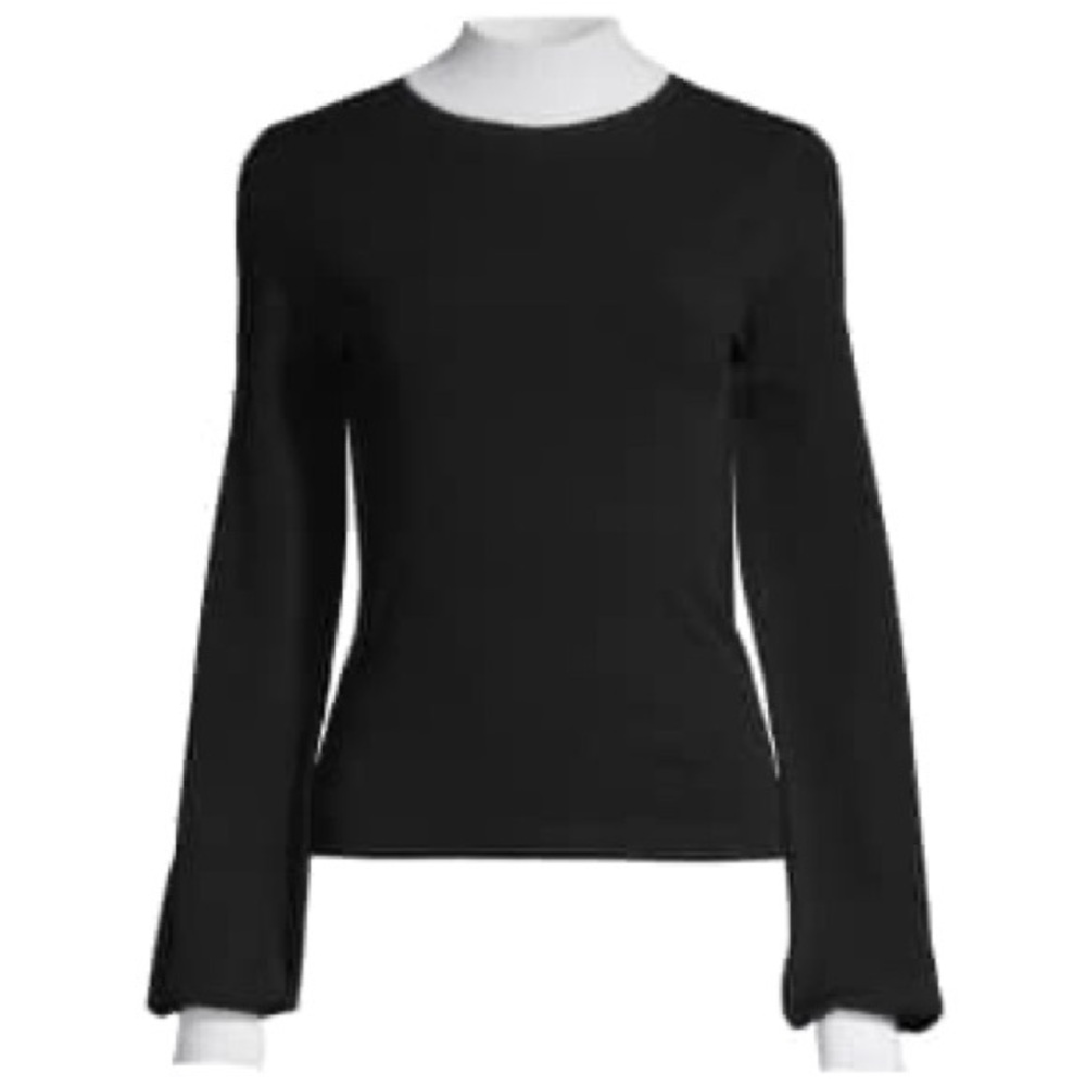 Victor Glemaud Sweater Black and White Mock Neck Knit Bell Long Sleeve sz XS